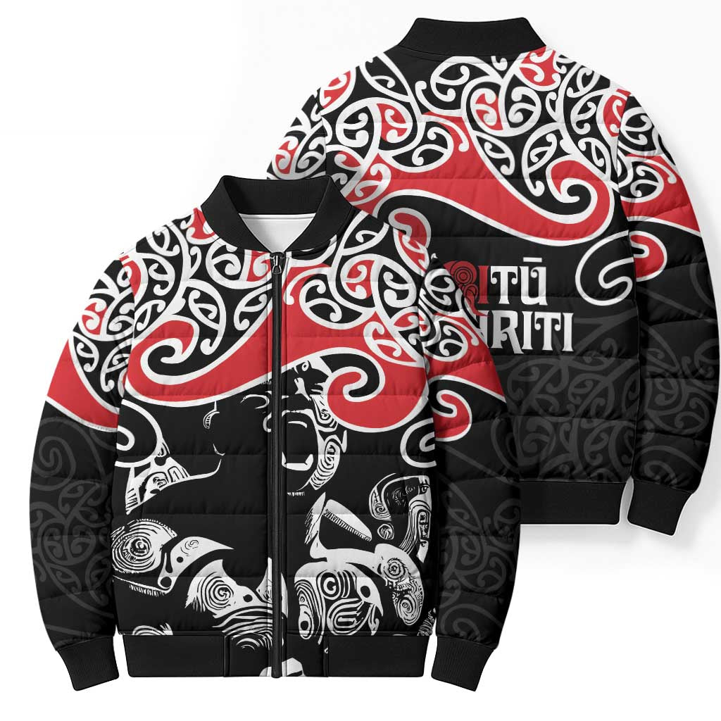 Aotearoa Toitu Te Tiriti Bomber Puffer Jacket New Zealand Stand Together Stand Stronger LT9 - Polynesian Pride
