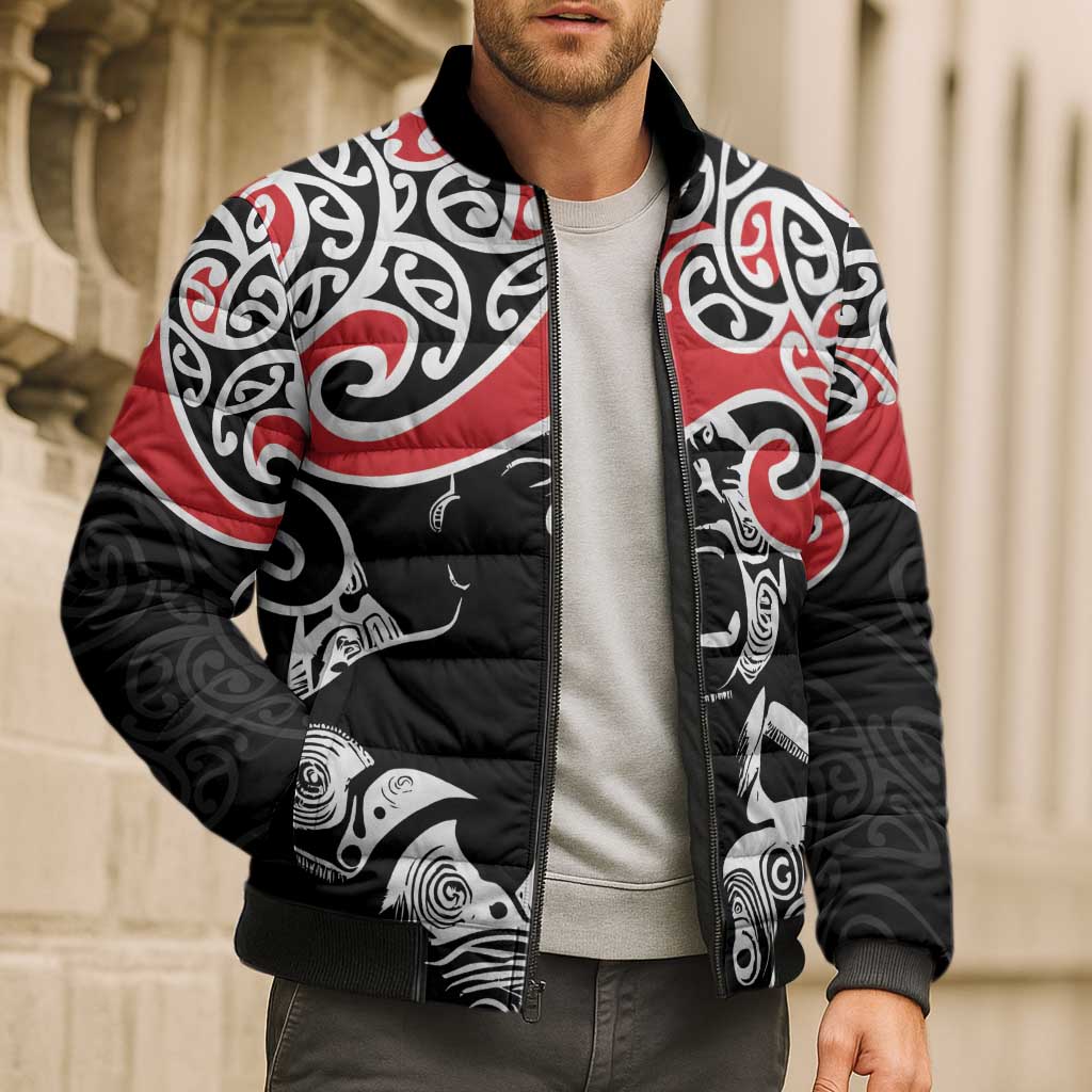 Aotearoa Toitu Te Tiriti Bomber Puffer Jacket New Zealand Stand Together Stand Stronger LT9 - Polynesian Pride