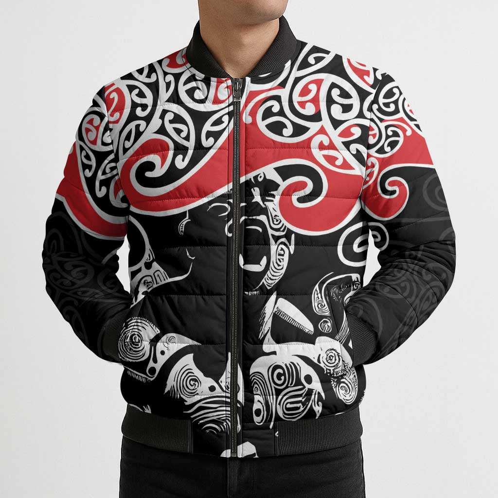 Aotearoa Toitu Te Tiriti Bomber Puffer Jacket New Zealand Stand Together Stand Stronger LT9 - Polynesian Pride