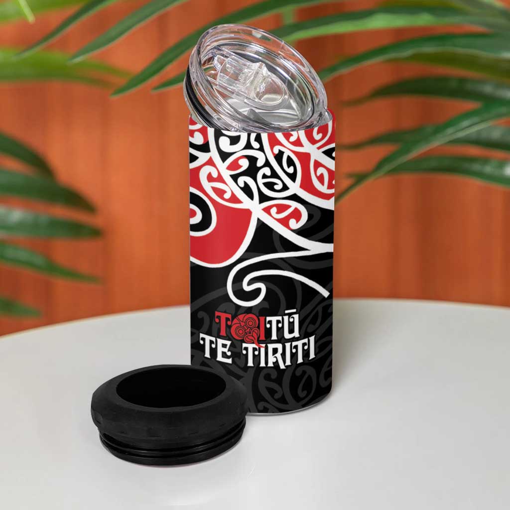 Aotearoa Toitu Te Tiriti 4 in 1 Can Cooler Tumbler New Zealand Stand Together Stand Stronger
