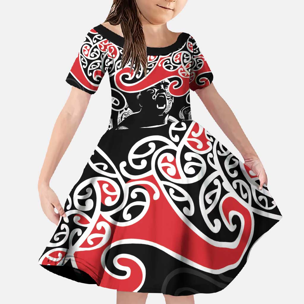 Aotearoa Toitu Te Tiriti Family Matching Mermaid Dress and Hawaiian Shirt New Zealand Stand Together Stand Stronger LT9 Daughter's Dress Black - Polynesian Pride