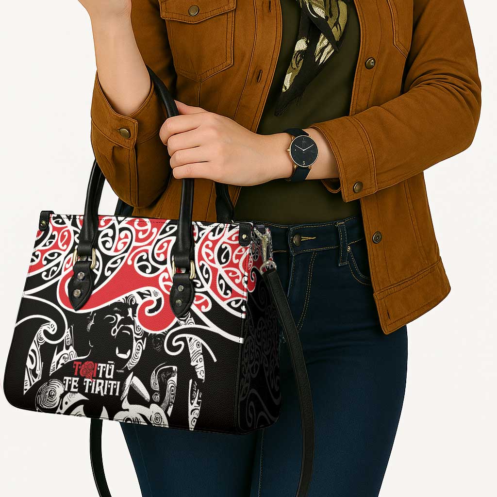 Aotearoa Toitu Te Tiriti Leather Bag New Zealand Stand Together Stand Stronger - Polynesian Pride