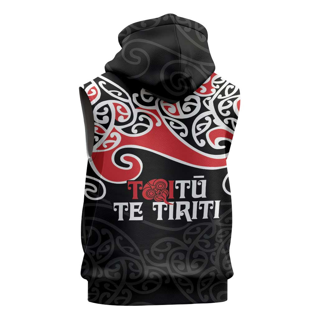 Aotearoa Toitu Te Tiriti Sleeveless Hoodie New Zealand Stand Together Stand Stronger - Polynesian Pride