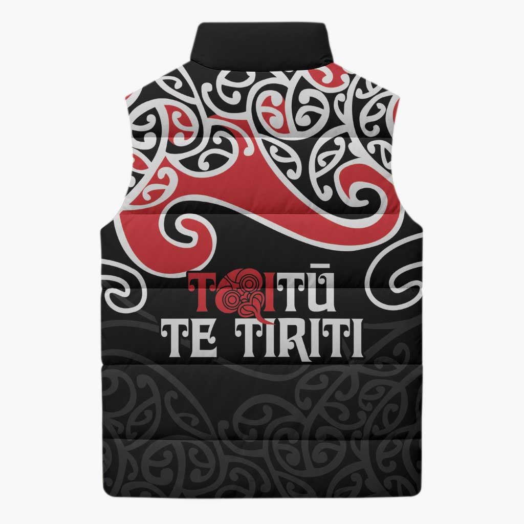 Aotearoa Toitu Te Tiriti Sleeveless Puffer Jacket New Zealand Stand Together Stand Stronger - Polynesian Pride