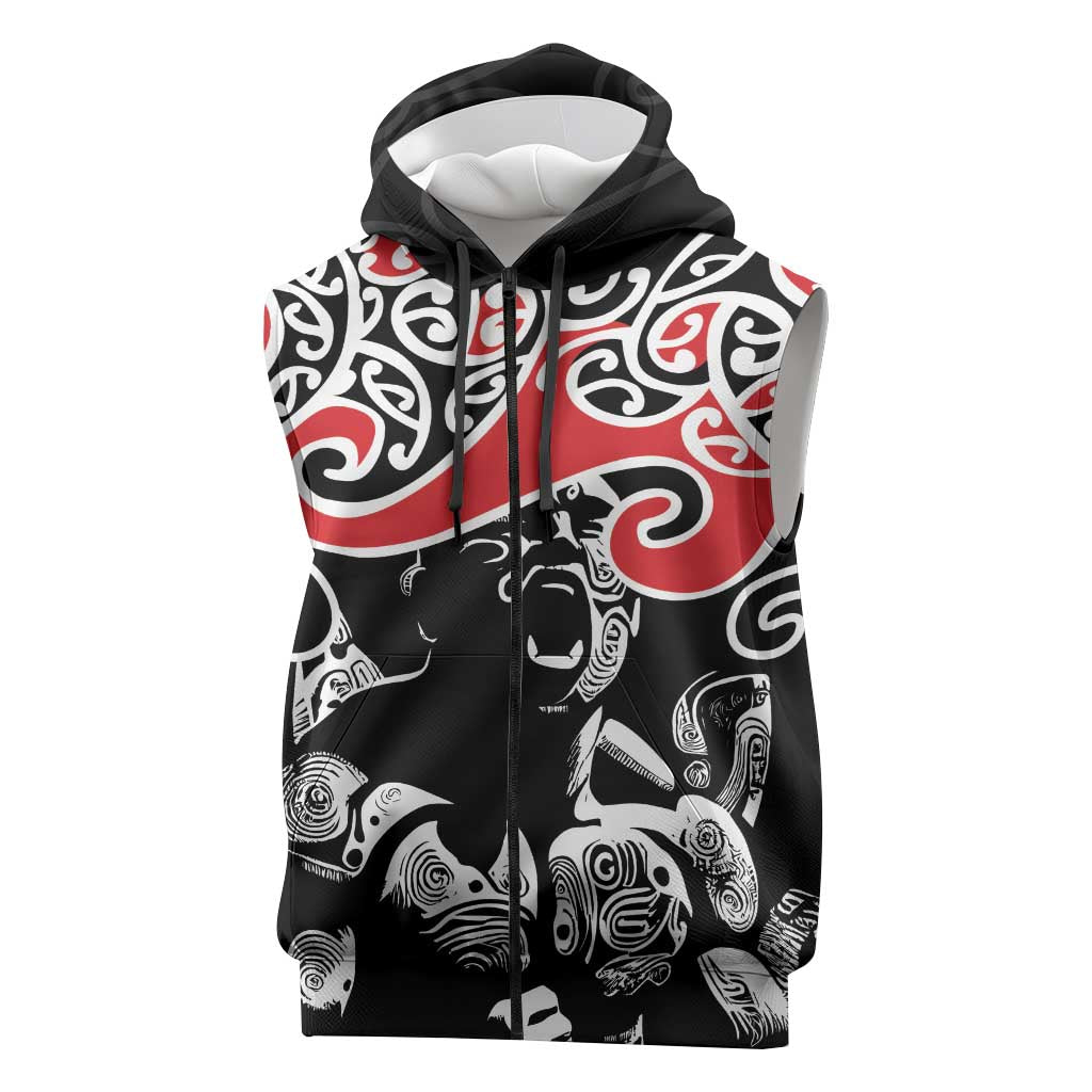 Aotearoa Toitu Te Tiriti Sleeveless Zip Hoodie New Zealand Stand Together Stand Stronger LT9