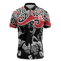 Aotearoa Toitu Te Tiriti Zipper Polo Shirt New Zealand Stand Together Stand Stronger - Polynesian Pride