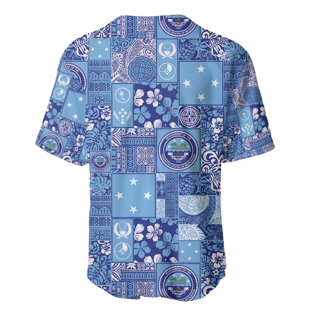Federated States of Micronesia Merry Christmas Baseball Jersey Pacific Patchwork Xmas Vibes - Polynesian Pride