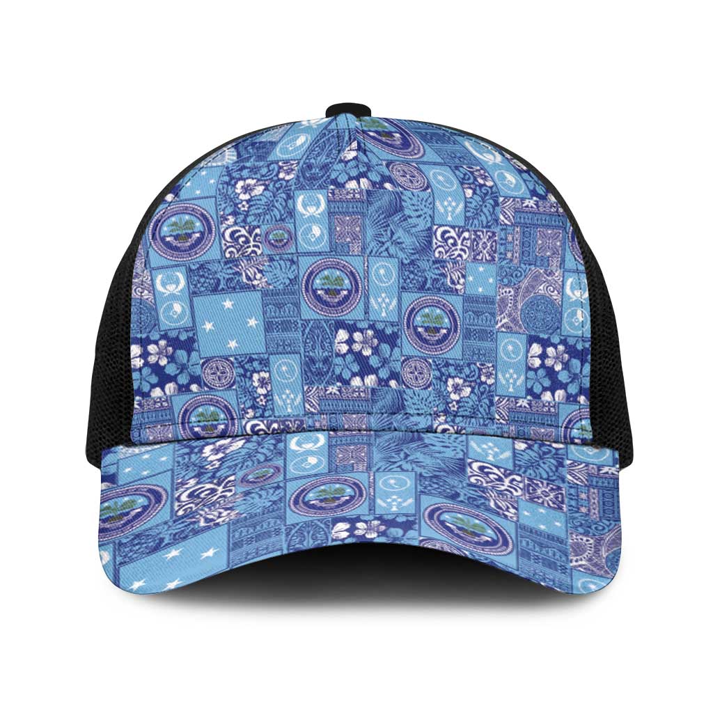 Federated States of Micronesia Merry Christmas Baseball Net Cap Pacific Patchwork Xmas Vibes LT9 One Size Black Blue - Polynesian Pride