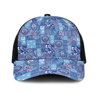 Federated States of Micronesia Merry Christmas Baseball Net Cap Pacific Patchwork Xmas Vibes LT9 One Size Black Blue - Polynesian Pride