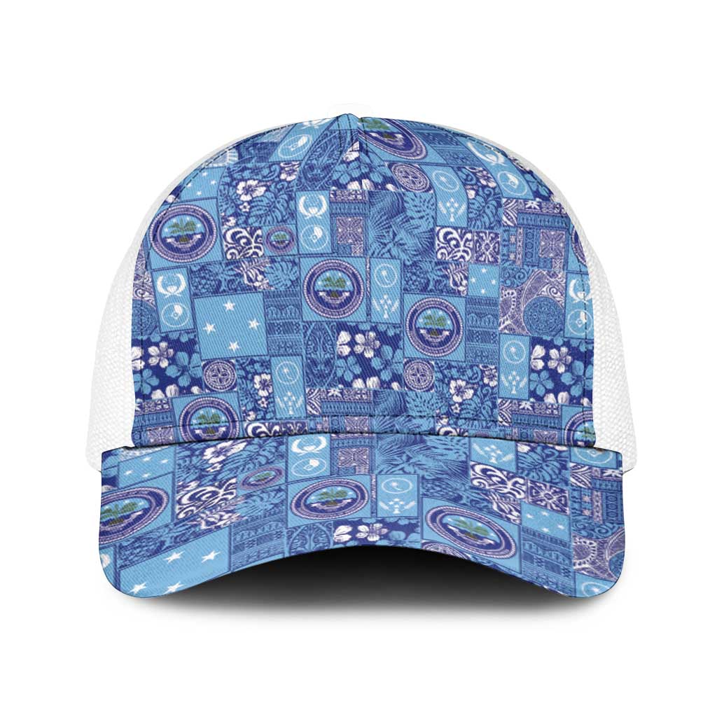 Federated States of Micronesia Merry Christmas Baseball Net Cap Pacific Patchwork Xmas Vibes LT9 One Size White Blue - Polynesian Pride