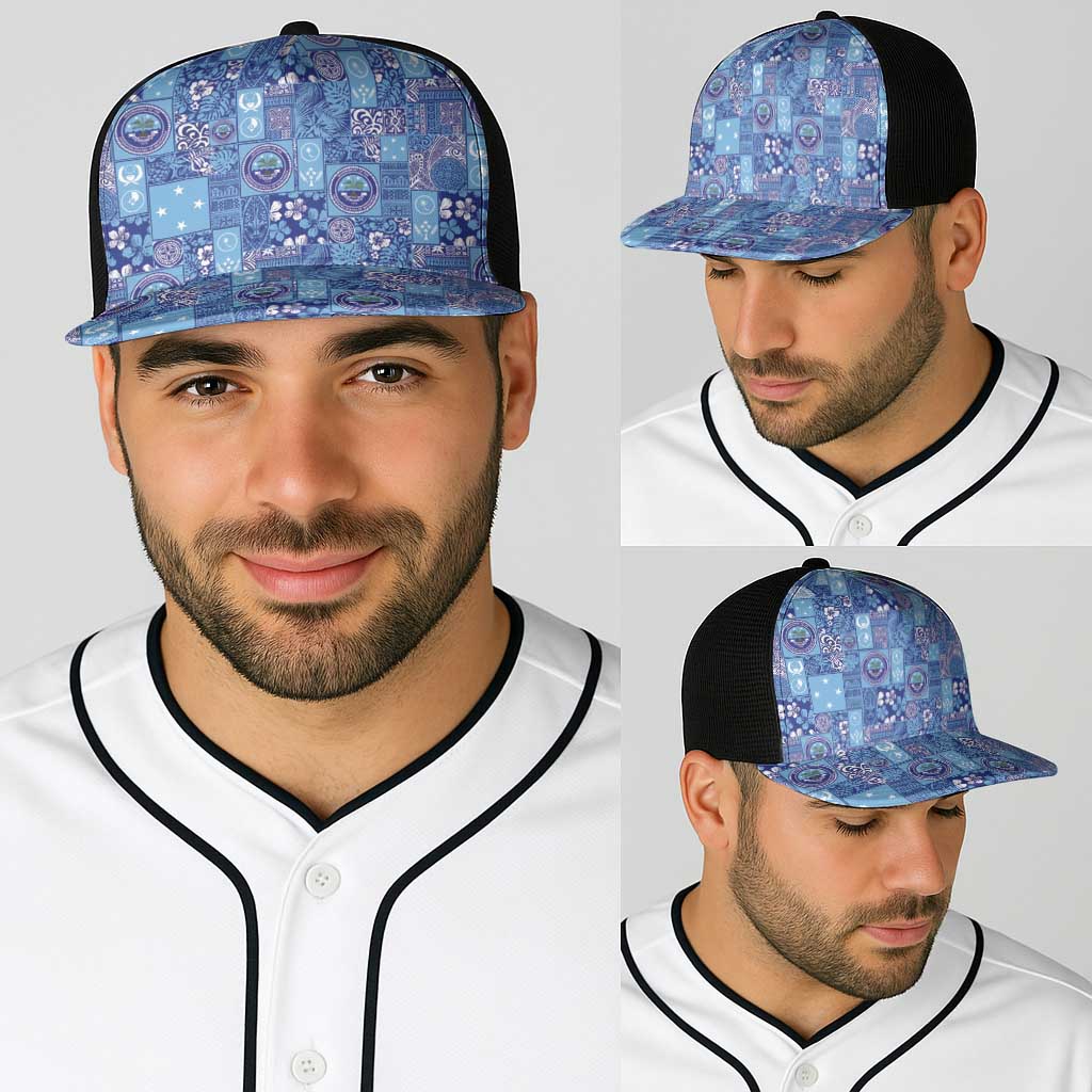 Federated States of Micronesia Merry Christmas Baseball Net Cap Pacific Patchwork Xmas Vibes LT9 - Polynesian Pride