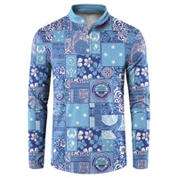 Federated States of Micronesia Merry Christmas Button Sweatshirt Pacific Patchwork Xmas Vibes - Polynesian Pride