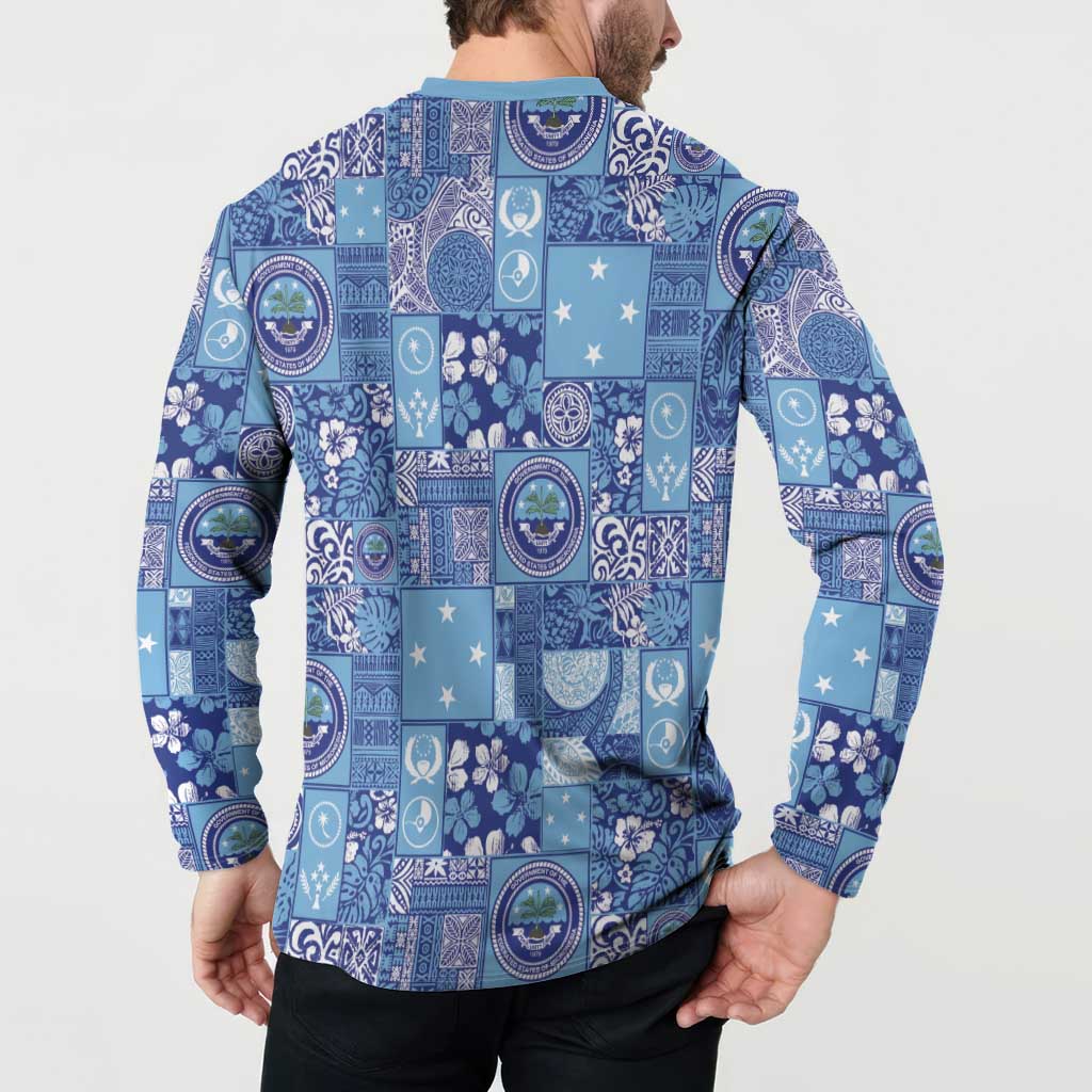 Federated States of Micronesia Merry Christmas Button Sweatshirt Pacific Patchwork Xmas Vibes - Polynesian Pride