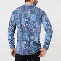 Federated States of Micronesia Merry Christmas Button Sweatshirt Pacific Patchwork Xmas Vibes - Polynesian Pride