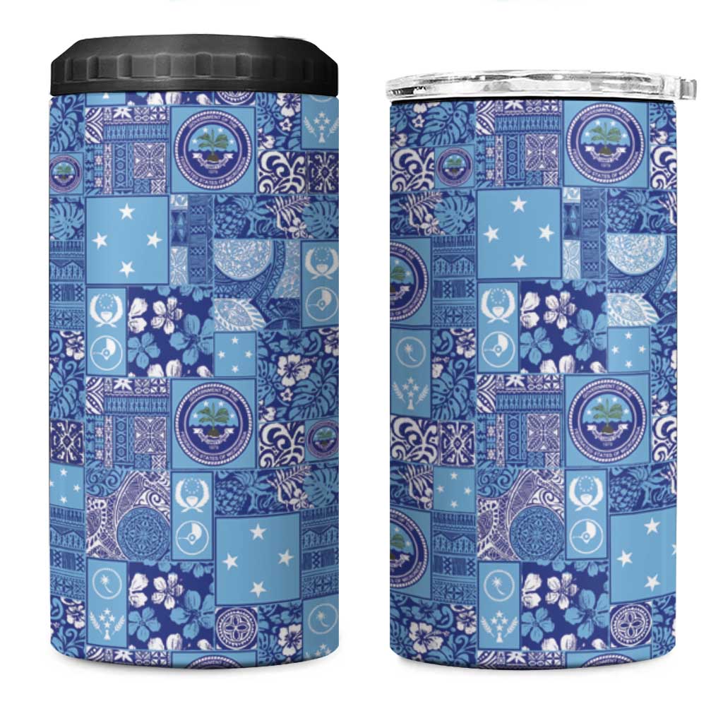 Federated States of Micronesia Merry Christmas 4 in 1 Can Cooler Tumbler Pacific Patchwork Xmas Vibes - Polynesian Pride