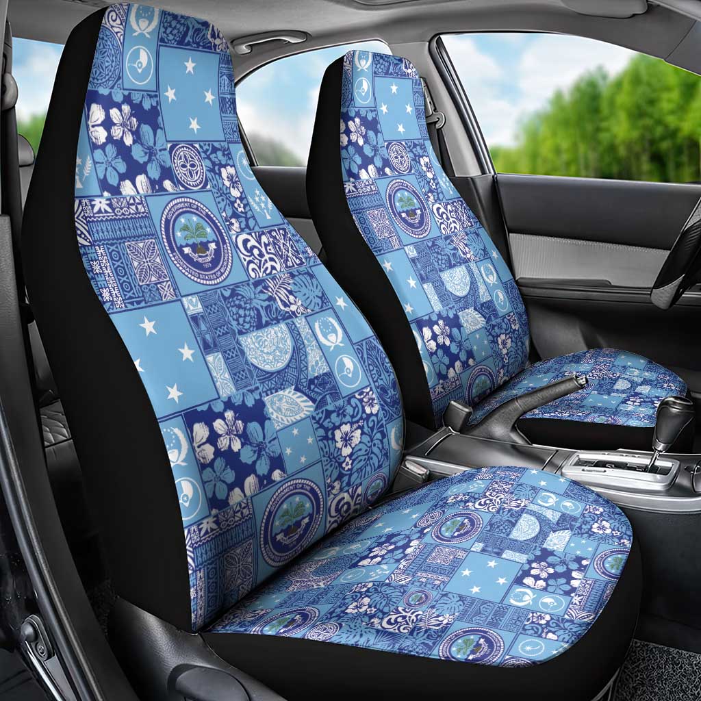 Federated States of Micronesia Merry Christmas Car Seat Cover Pacific Patchwork Xmas Vibes - Polynesian Pride