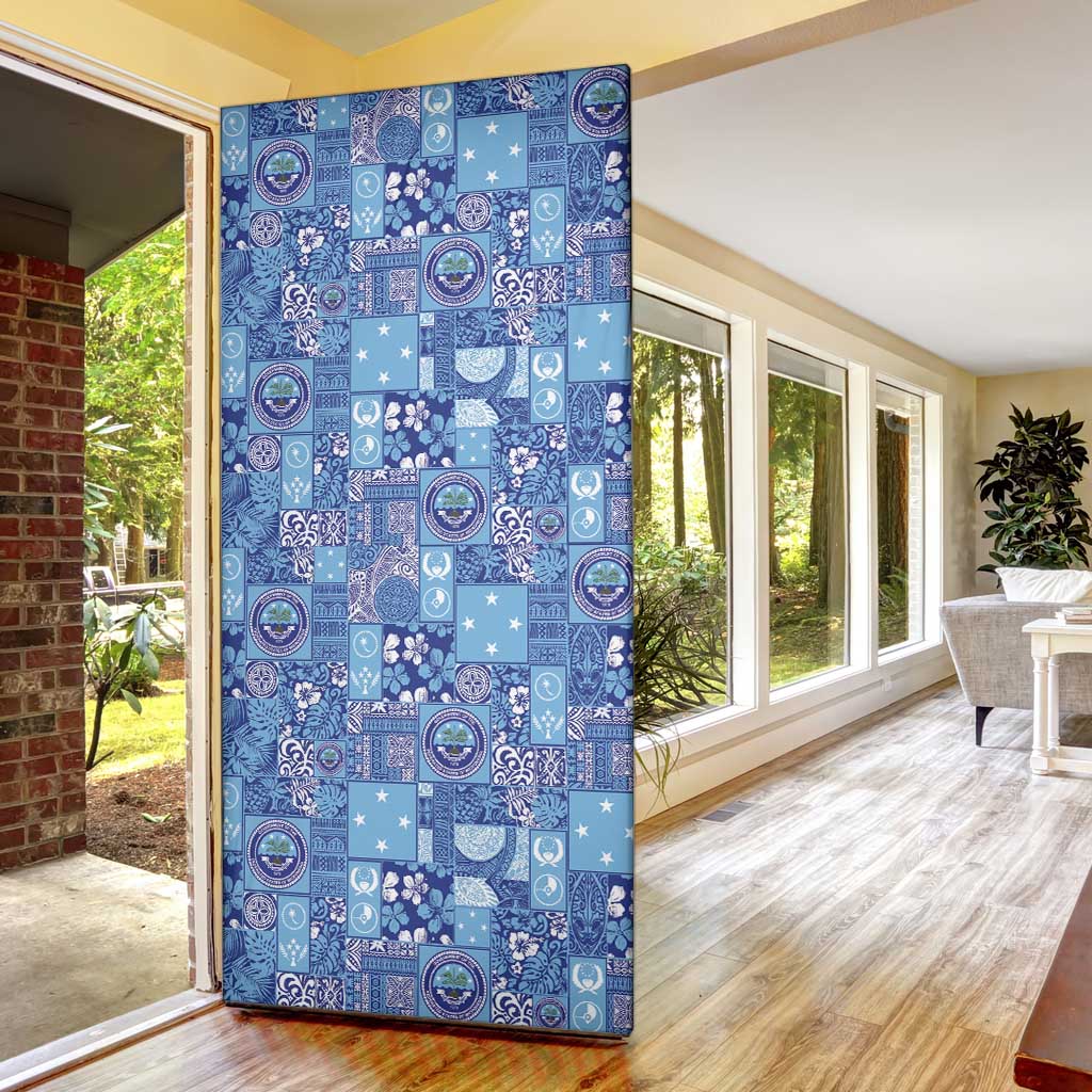 Federated States of Micronesia Merry Christmas Door Cover Pacific Patchwork Xmas Vibes - Polynesian Pride