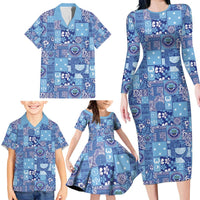 Federated States of Micronesia Merry Christmas Family Matching Long Sleeve Bodycon Dress and Hawaiian Shirt Pacific Patchwork Xmas Vibes - Polynesian Pride