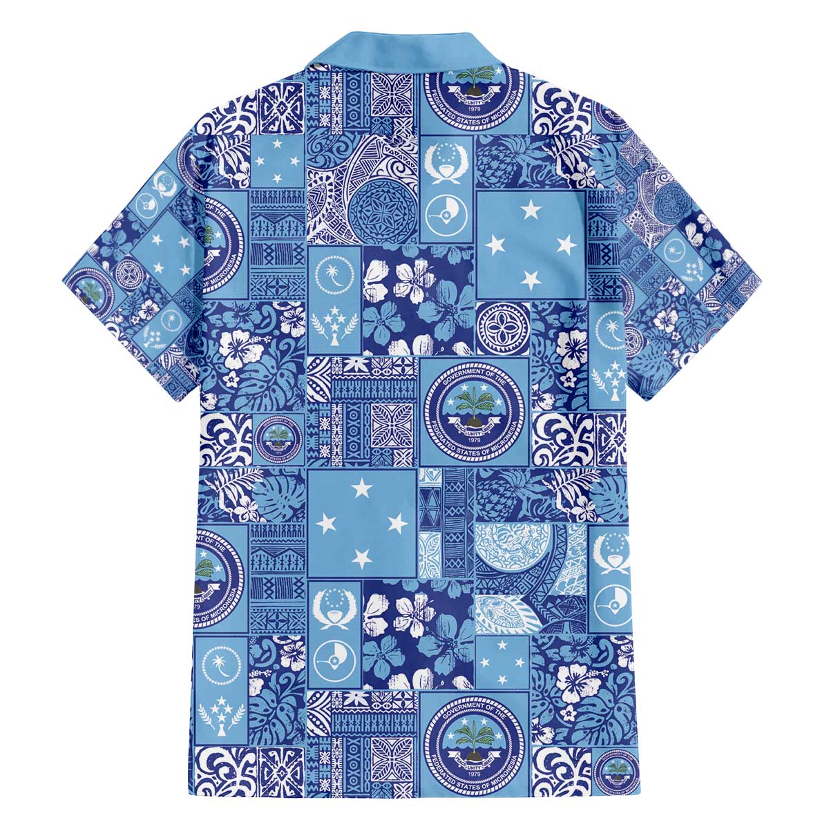 Federated States of Micronesia Merry Christmas Family Matching Off The Shoulder Long Sleeve Dress and Hawaiian Shirt Pacific Patchwork Xmas Vibes - Polynesian Pride