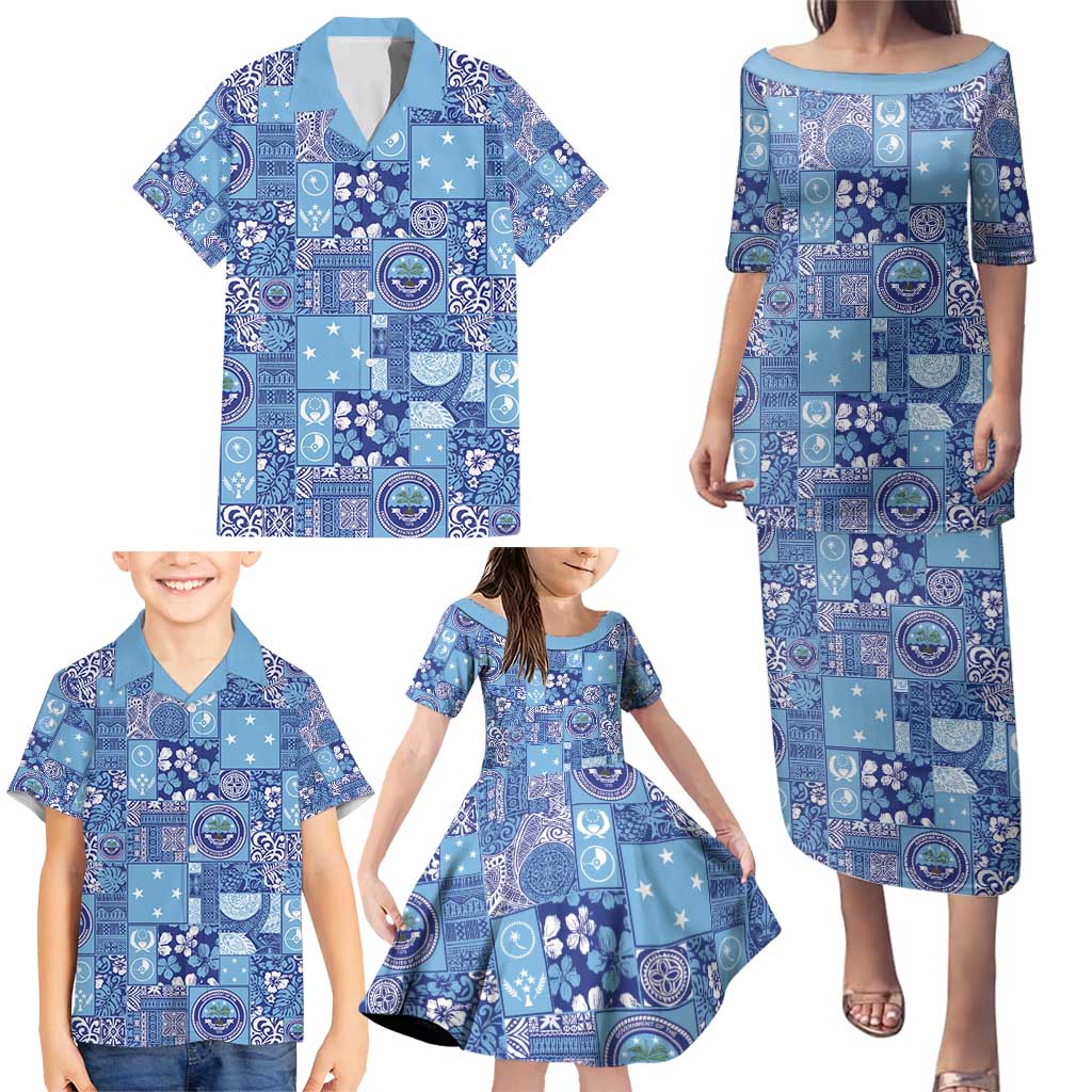 Federated States of Micronesia Merry Christmas Family Matching Puletasi and Hawaiian Shirt Pacific Patchwork Xmas Vibes - Polynesian Pride