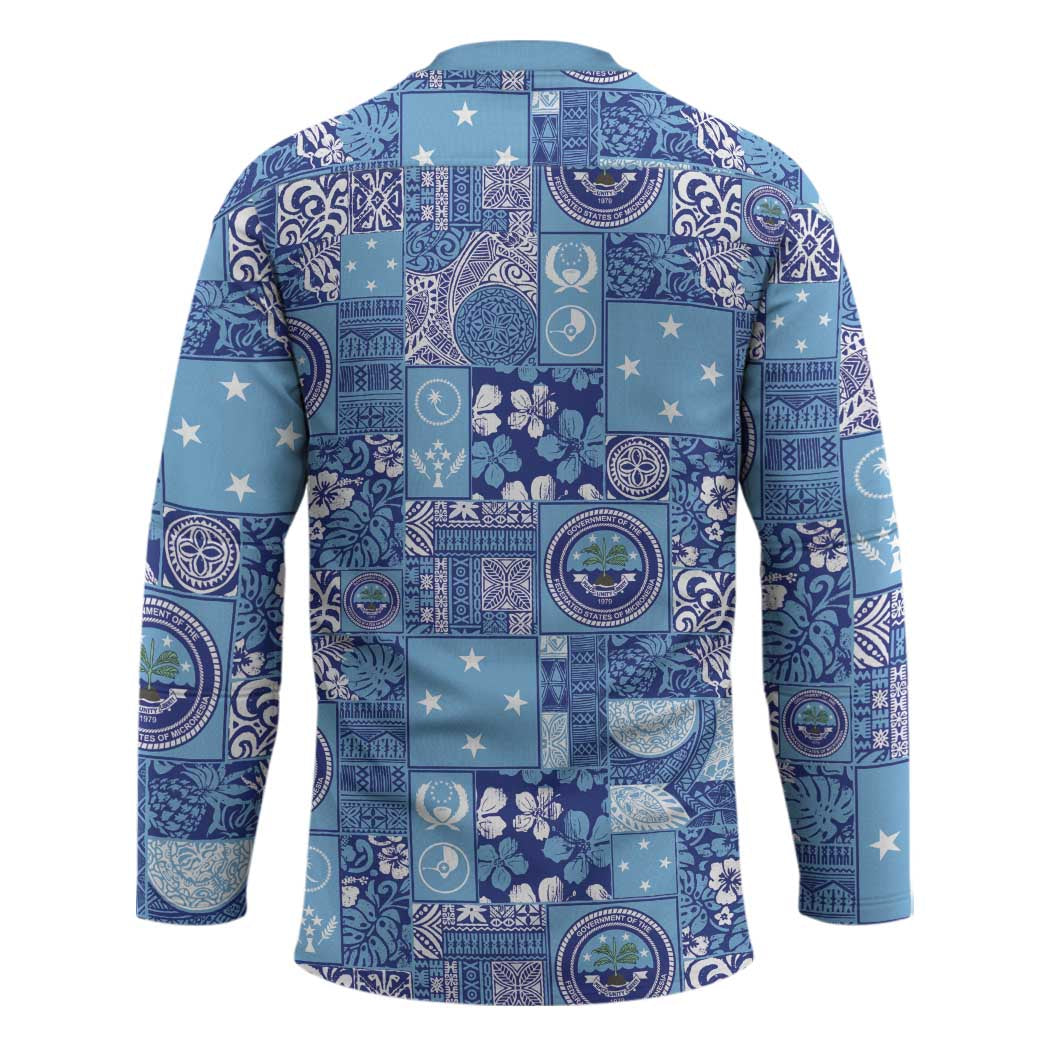 Federated States of Micronesia Merry Christmas Hockey Jersey Pacific Patchwork Xmas Vibes - Polynesian Pride