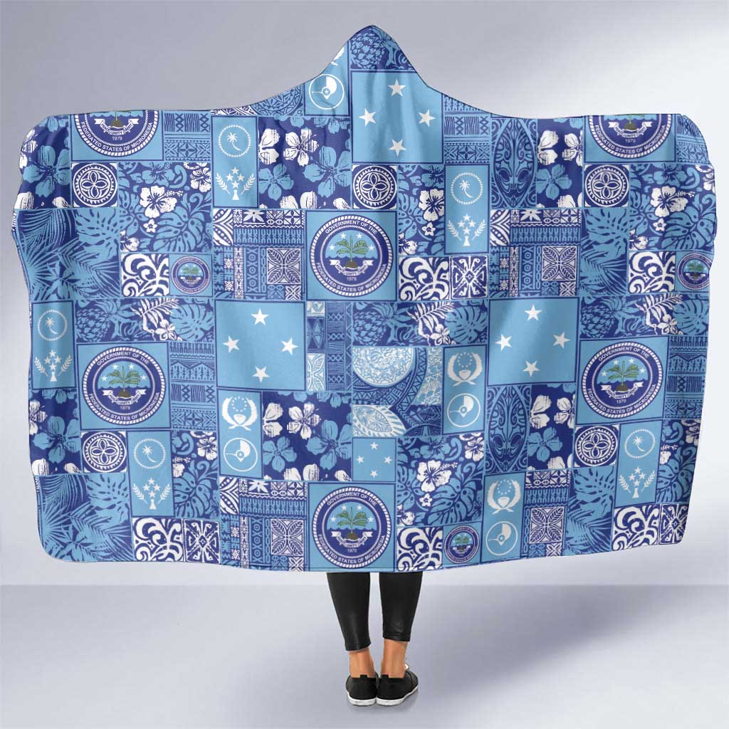 Federated States of Micronesia Merry Christmas Hooded Blanket Pacific Patchwork Xmas Vibes - Polynesian Pride