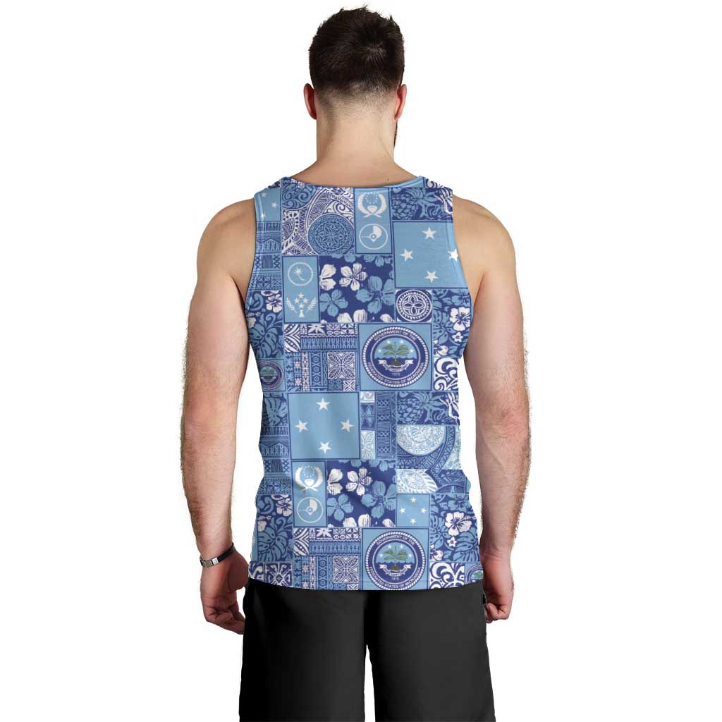 Federated States of Micronesia Merry Christmas Men Tank Top Pacific Patchwork Xmas Vibes - Polynesian Pride