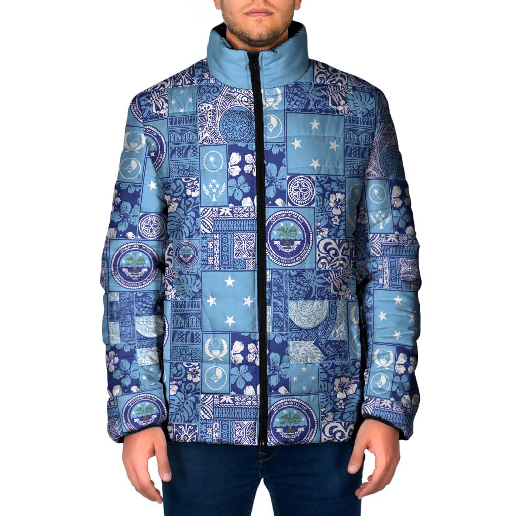 Federated States of Micronesia Merry Christmas Padded Jacket Pacific Patchwork Xmas Vibes - Polynesian Pride
