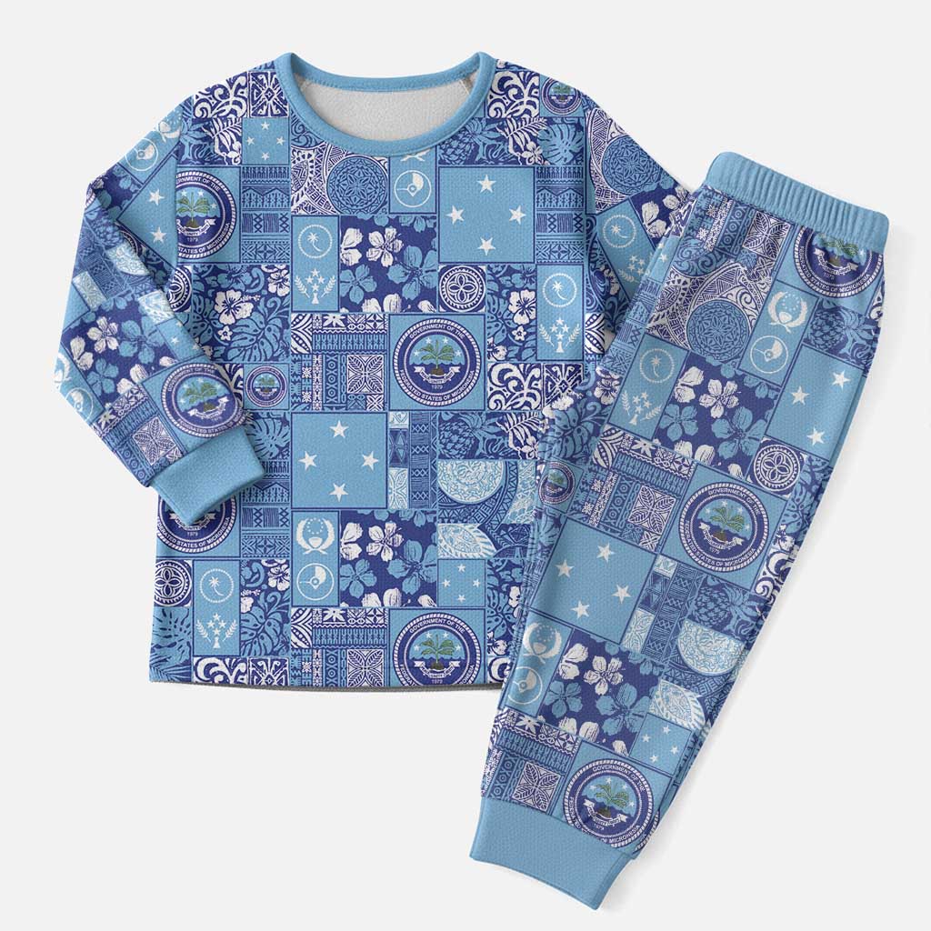 Federated States of Micronesia Merry Christmas Pajama Set Pacific Patchwork Xmas Vibes - Polynesian Pride