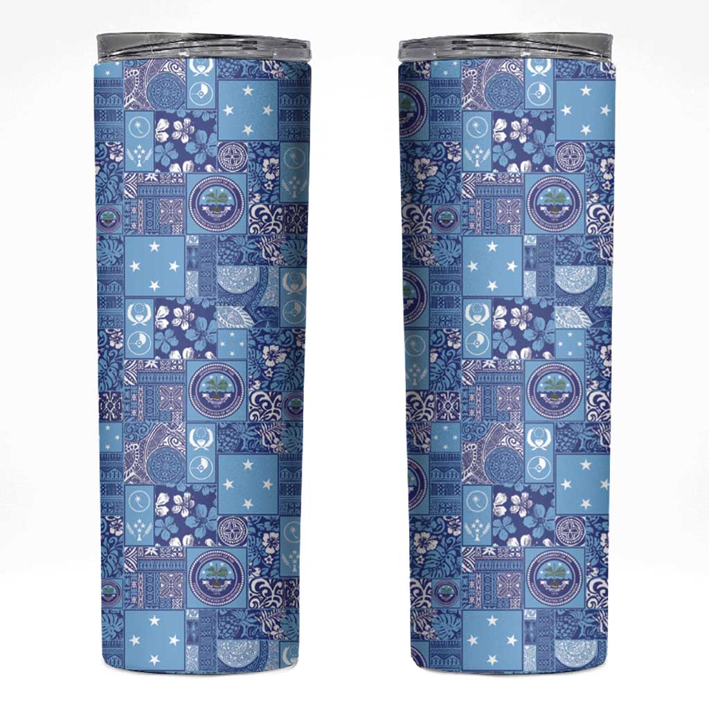 Federated States of Micronesia Merry Christmas Skinny Tumbler Pacific Patchwork Xmas Vibes - Polynesian Pride