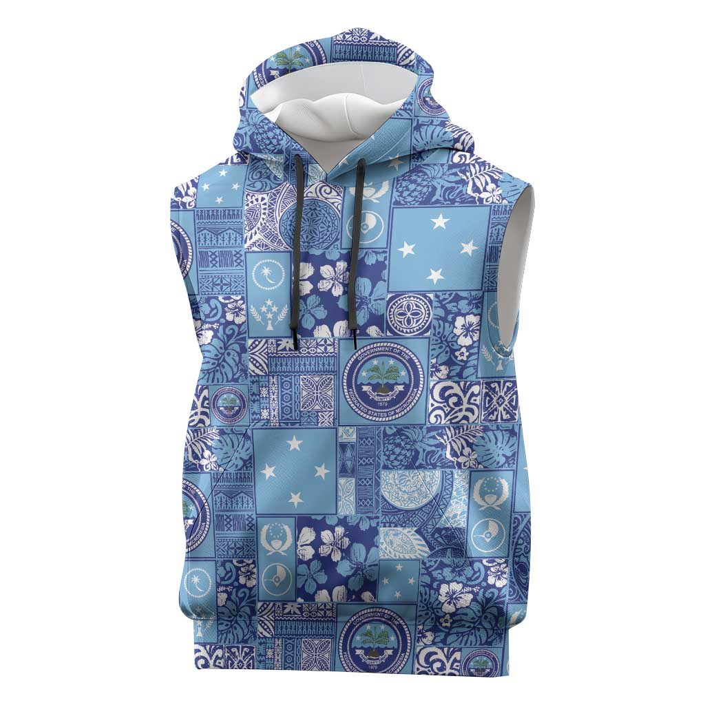 Federated States of Micronesia Merry Christmas Sleeveless Hoodie Pacific Patchwork Xmas Vibes - Polynesian Pride