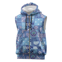 Federated States of Micronesia Merry Christmas Sleeveless Zip Hoodie Pacific Patchwork Xmas Vibes - Polynesian Pride