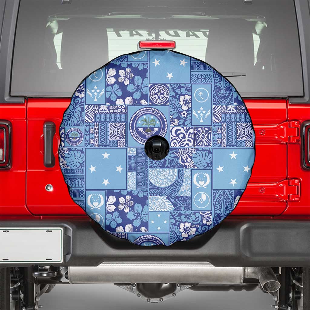 Federated States of Micronesia Merry Christmas Spare Tire Cover Pacific Patchwork Xmas Vibes - Polynesian Pride