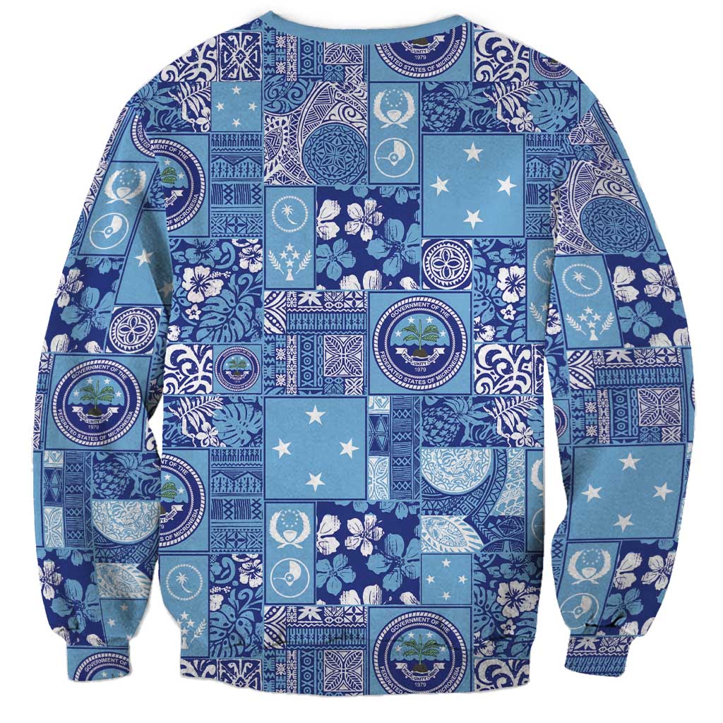 Federated States of Micronesia Merry Christmas Sweatshirt Pacific Patchwork Xmas Vibes - Polynesian Pride