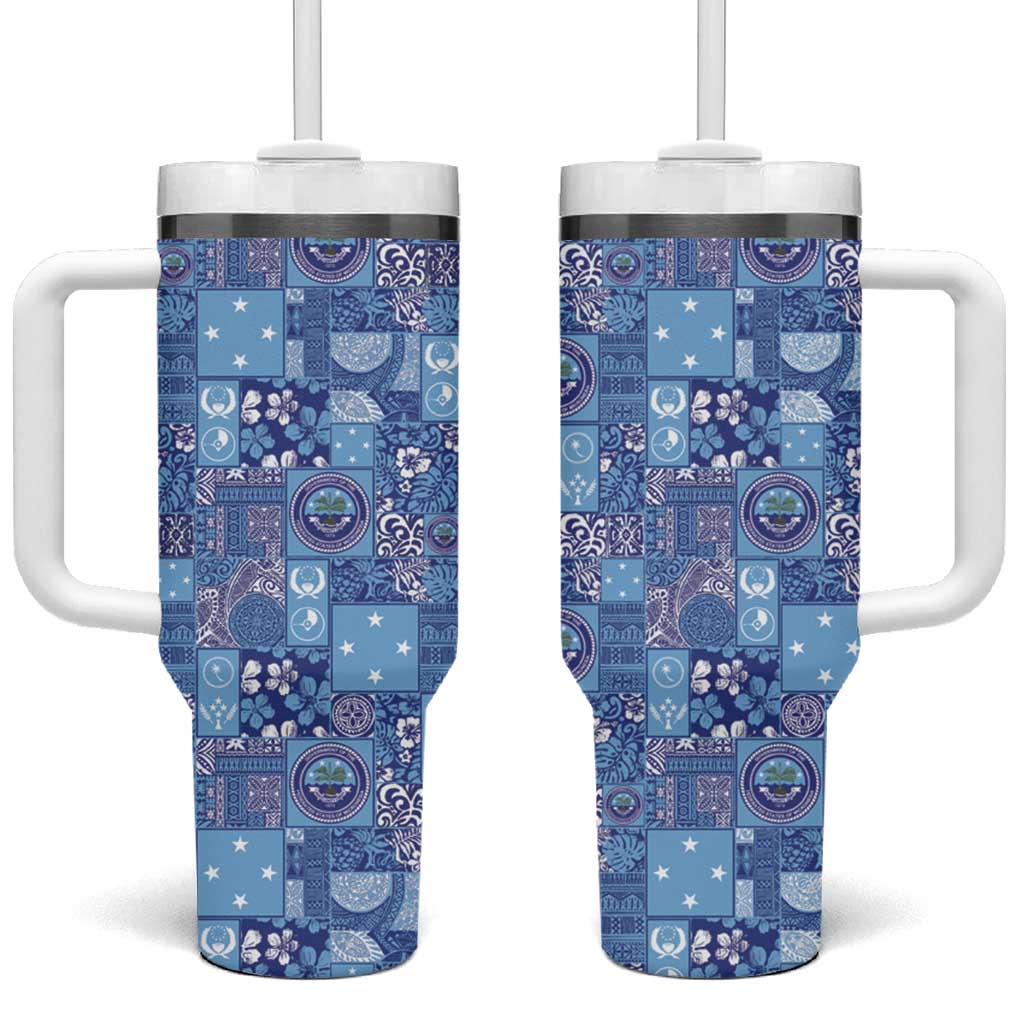 Federated States of Micronesia Merry Christmas Tumbler With Handle Pacific Patchwork Xmas Vibes - Polynesian Pride