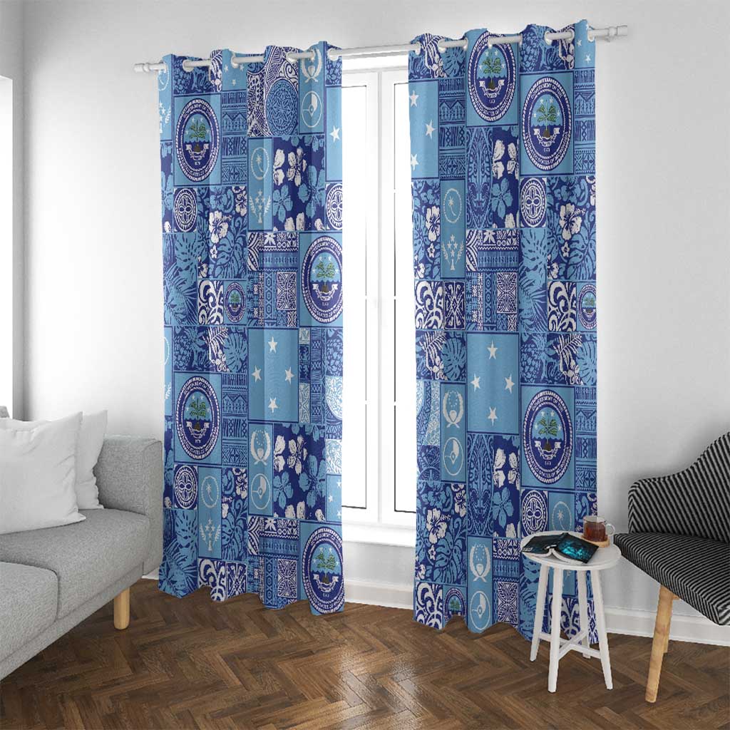 Federated States of Micronesia Merry Christmas Window Curtain Pacific Patchwork Xmas Vibes - Polynesian Pride