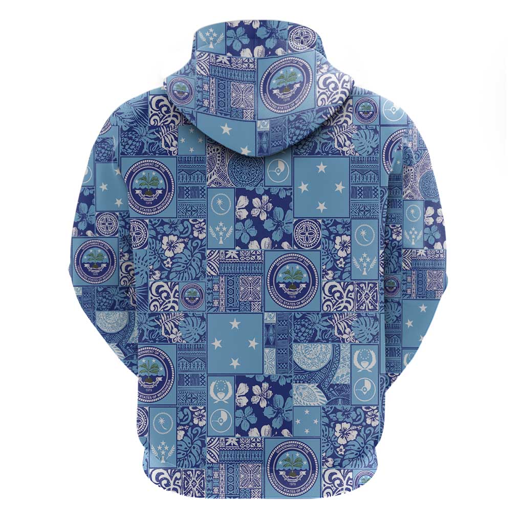 Federated States of Micronesia Merry Christmas Zip Hoodie Pacific Patchwork Xmas Vibes - Polynesian Pride