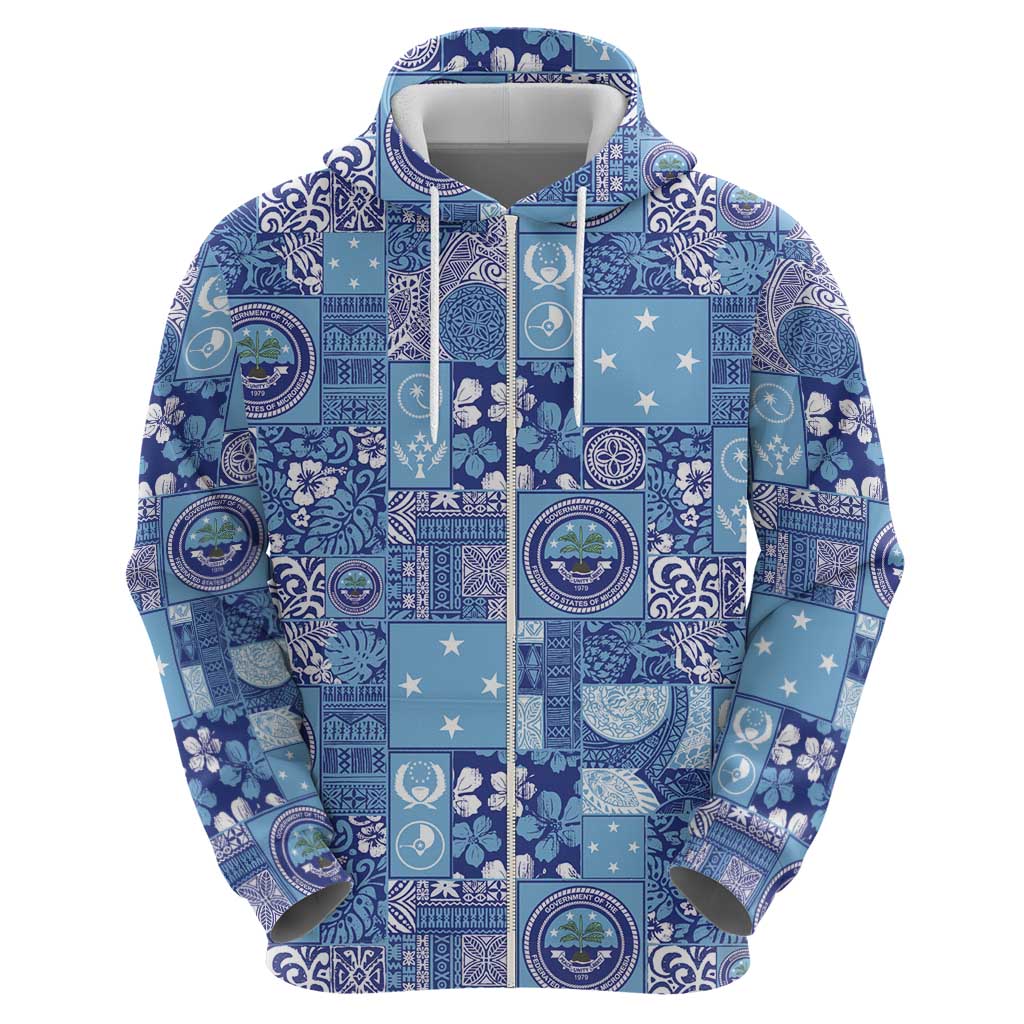 Federated States of Micronesia Merry Christmas Zip Hoodie Pacific Patchwork Xmas Vibes - Polynesian Pride