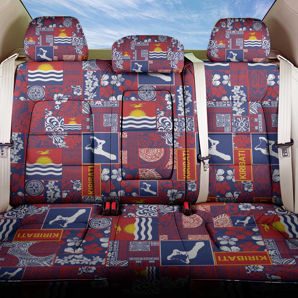 Kiribati Tekeraoi n te Kiritimati Back Car Seat Cover Pacific Patchwork Xmas Vibes - Polynesian Pride