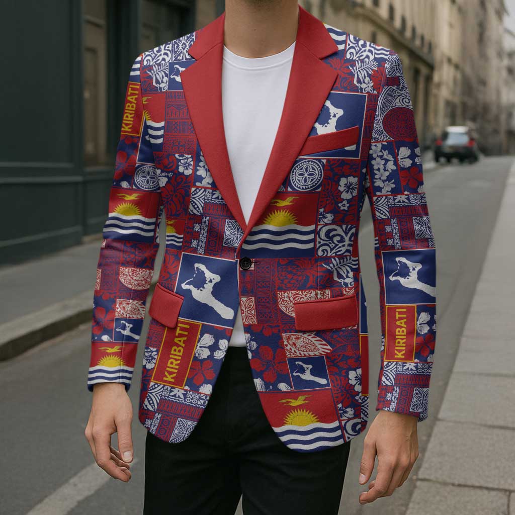 Kiribati Tekeraoi n te Kiritimati Blazer Pacific Patchwork Xmas Vibes - Polynesian Pride