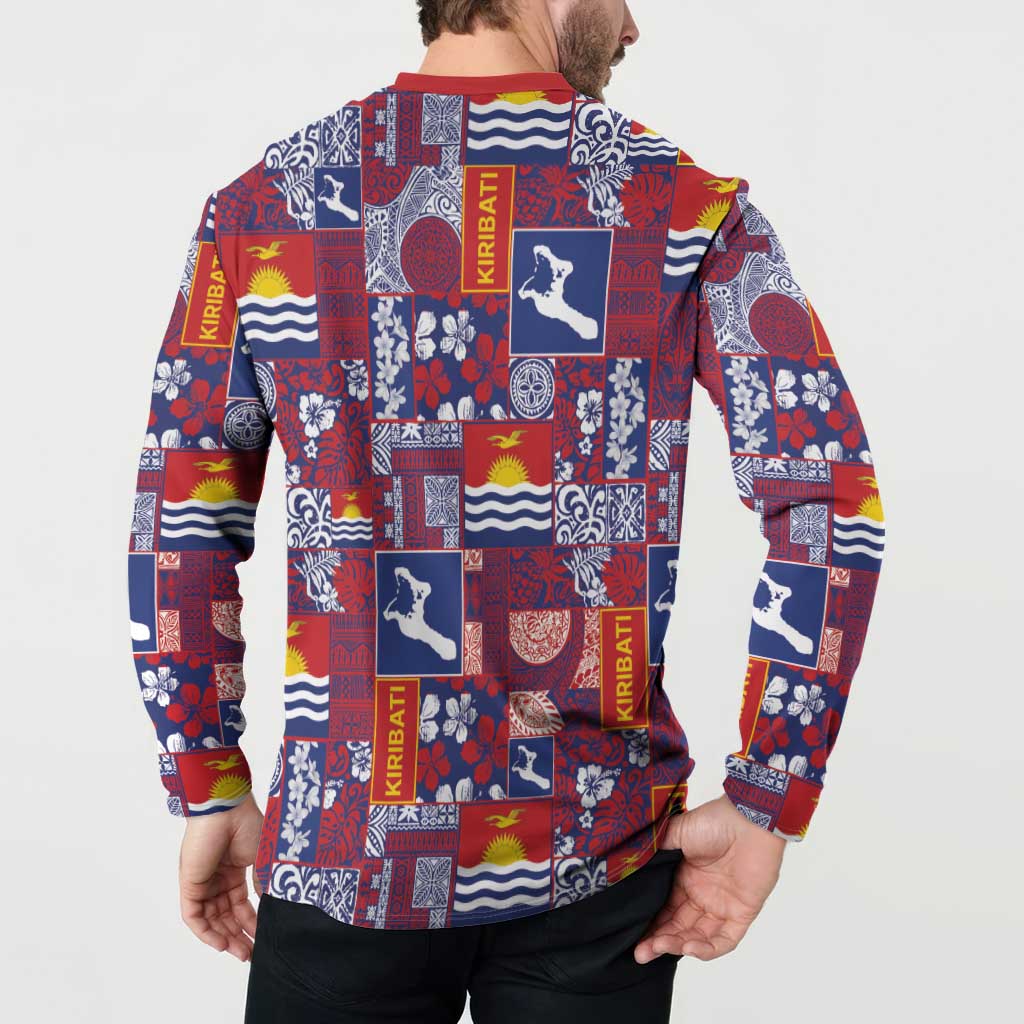 Kiribati Tekeraoi n te Kiritimati Button Sweatshirt Pacific Patchwork Xmas Vibes - Polynesian Pride