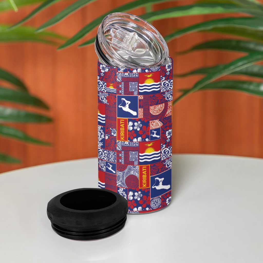 Kiribati Tekeraoi n te Kiritimati 4 in 1 Can Cooler Tumbler Pacific Patchwork Xmas Vibes - Polynesian Pride