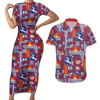 Kiribati Tekeraoi n te Kiritimati Couples Matching Short Sleeve Bodycon Dress and Hawaiian Shirt Pacific Patchwork Xmas Vibes - Polynesian Pride