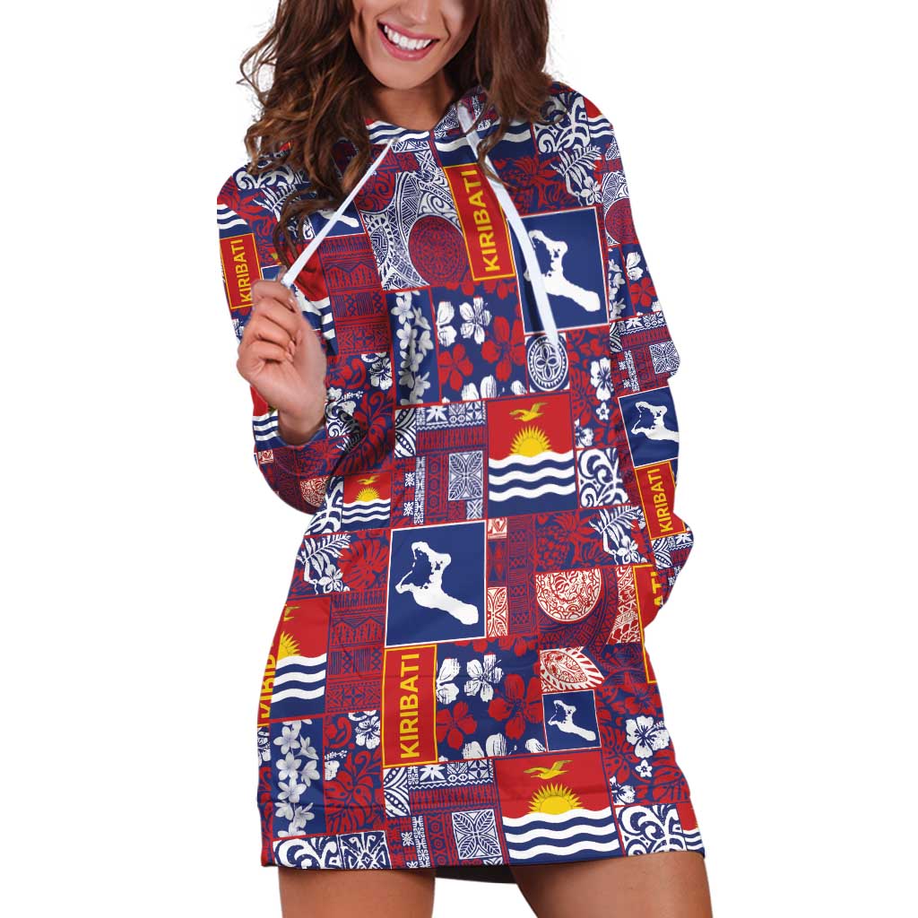 Kiribati Tekeraoi n te Kiritimati Hoodie Dress Pacific Patchwork Xmas Vibes - Polynesian Pride