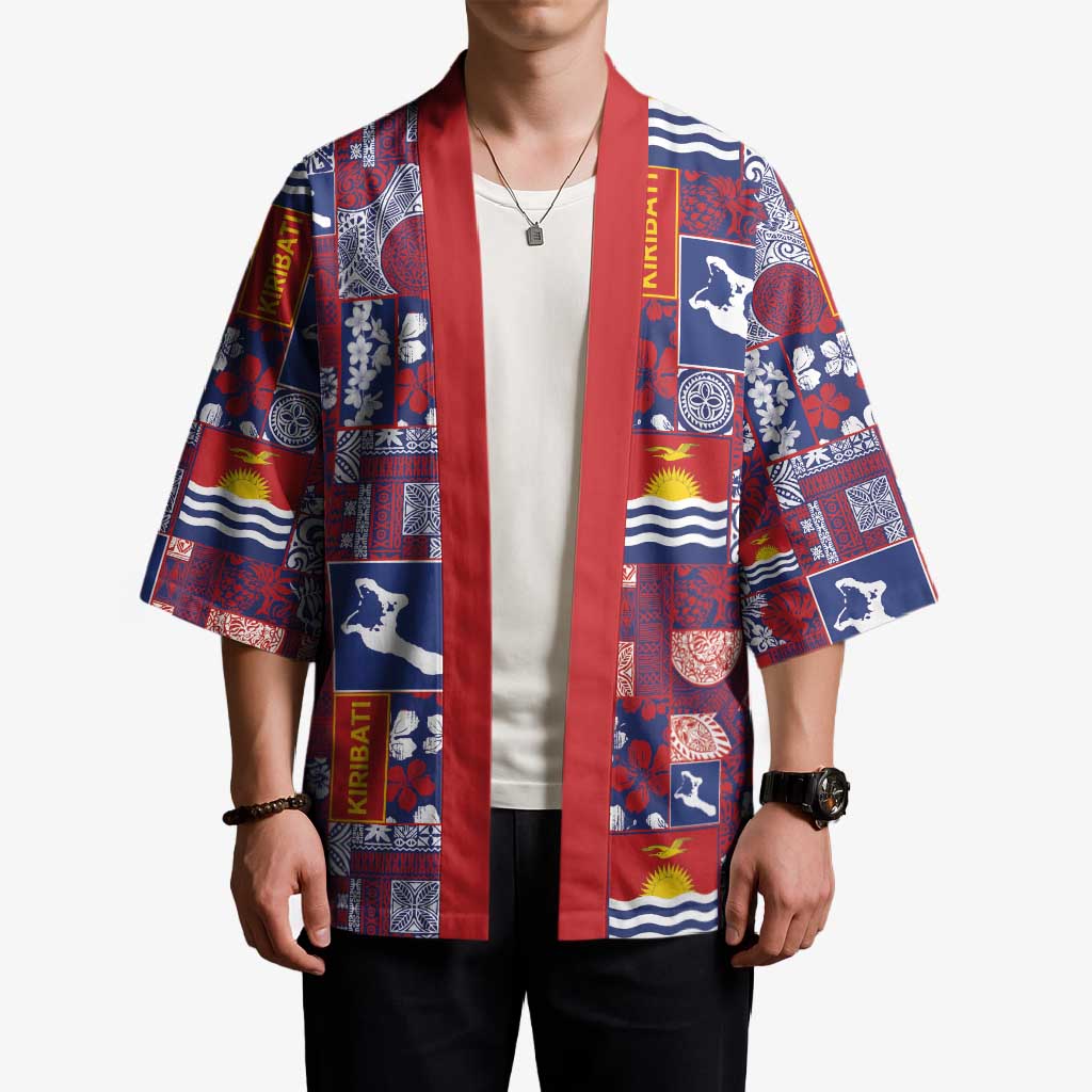 Kiribati Tekeraoi n te Kiritimati Kimono Pacific Patchwork Xmas Vibes - Polynesian Pride