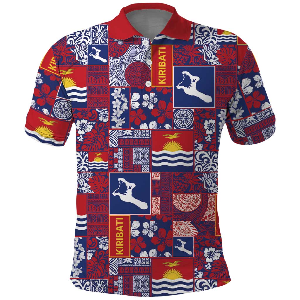 Kiribati Tekeraoi n te Kiritimati Polo Shirt Pacific Patchwork Xmas Vibes - Polynesian Pride