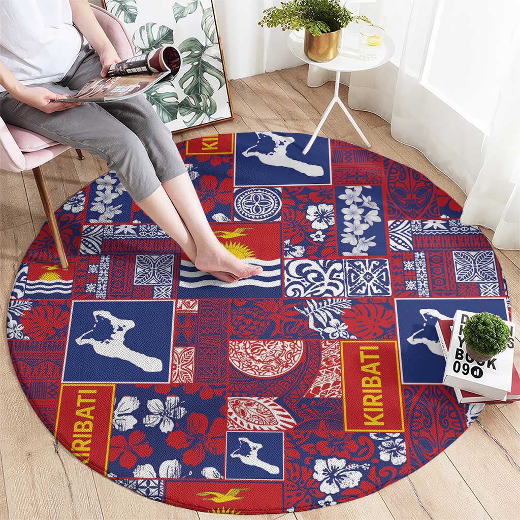 Kiribati Tekeraoi n te Kiritimati Round Carpet Pacific Patchwork Xmas Vibes - Polynesian Pride