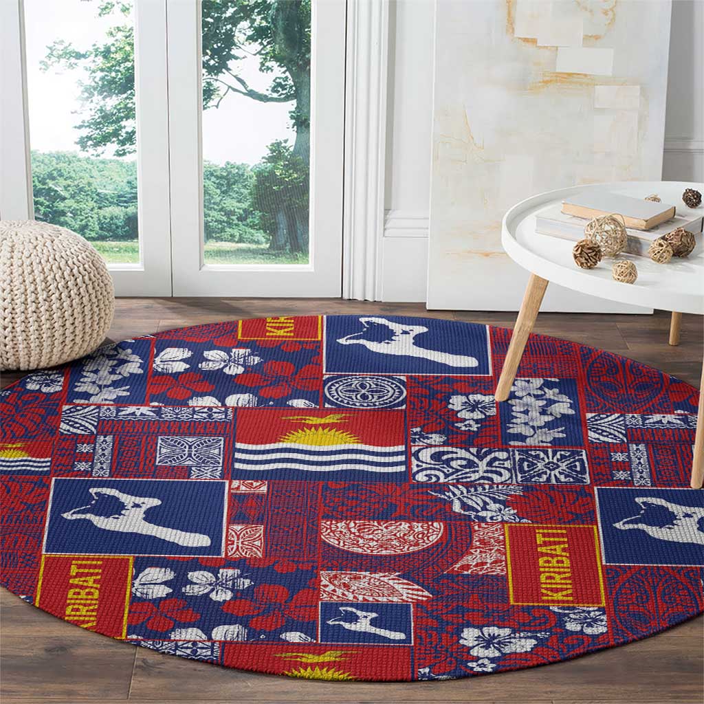 Kiribati Tekeraoi n te Kiritimati Round Carpet Pacific Patchwork Xmas Vibes - Polynesian Pride