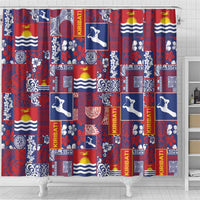 Kiribati Tekeraoi n te Kiritimati Shower Curtain Pacific Patchwork Xmas Vibes - Polynesian Pride