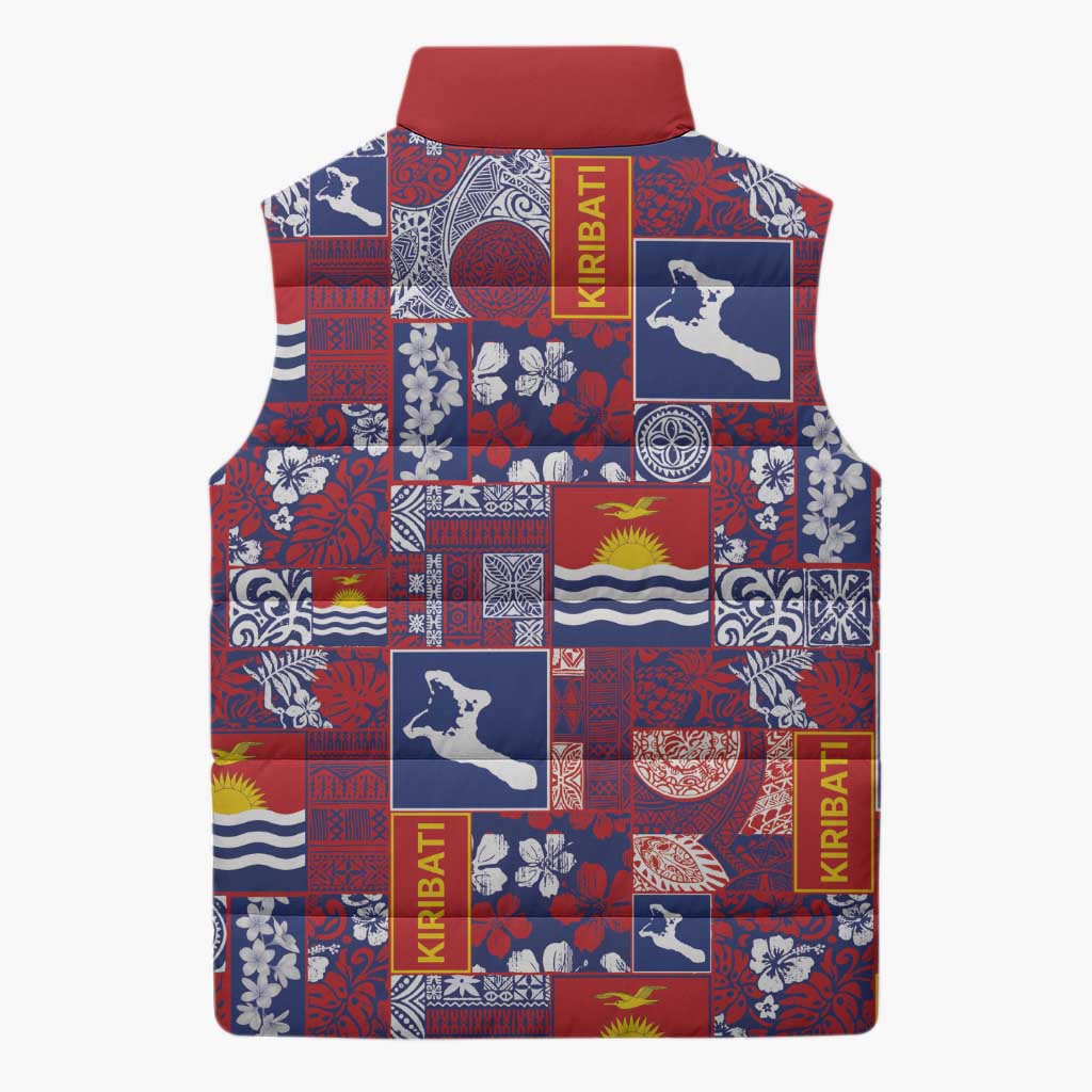 Kiribati Tekeraoi n te Kiritimati Sleeveless Puffer Jacket Pacific Patchwork Xmas Vibes - Polynesian Pride